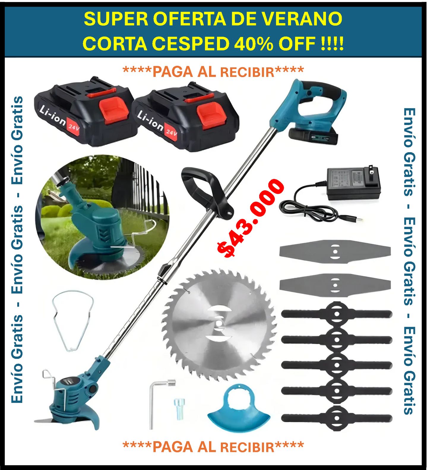 CORTADORA DE CESPED DOS BATERIAS DE 48V - SUPER OFERTA !!!!!!!
